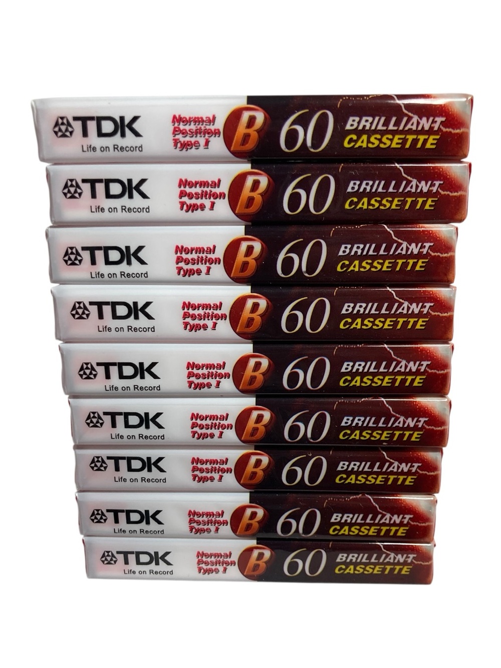 Lot - 9 TDK B60 Brilliant Cassette Blank Tape Normal Position NEW + SEALED.